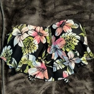 Strapless floral bikini top